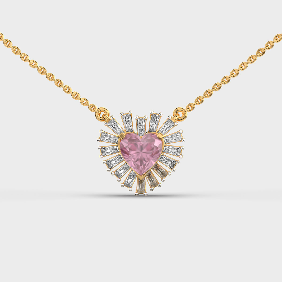Pink Gemstone Diamond Pendant (With Chain)