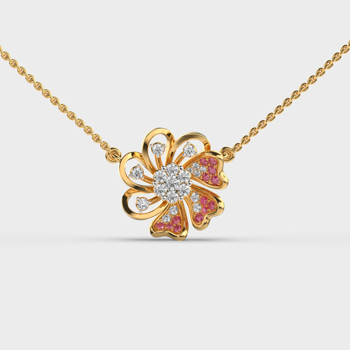 Gleaming Marigold Diamond Pendant (With Chain)