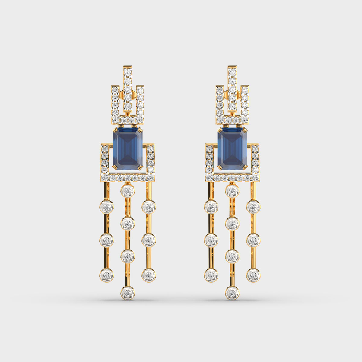 Linear Blue Radiance Diamond Earrings