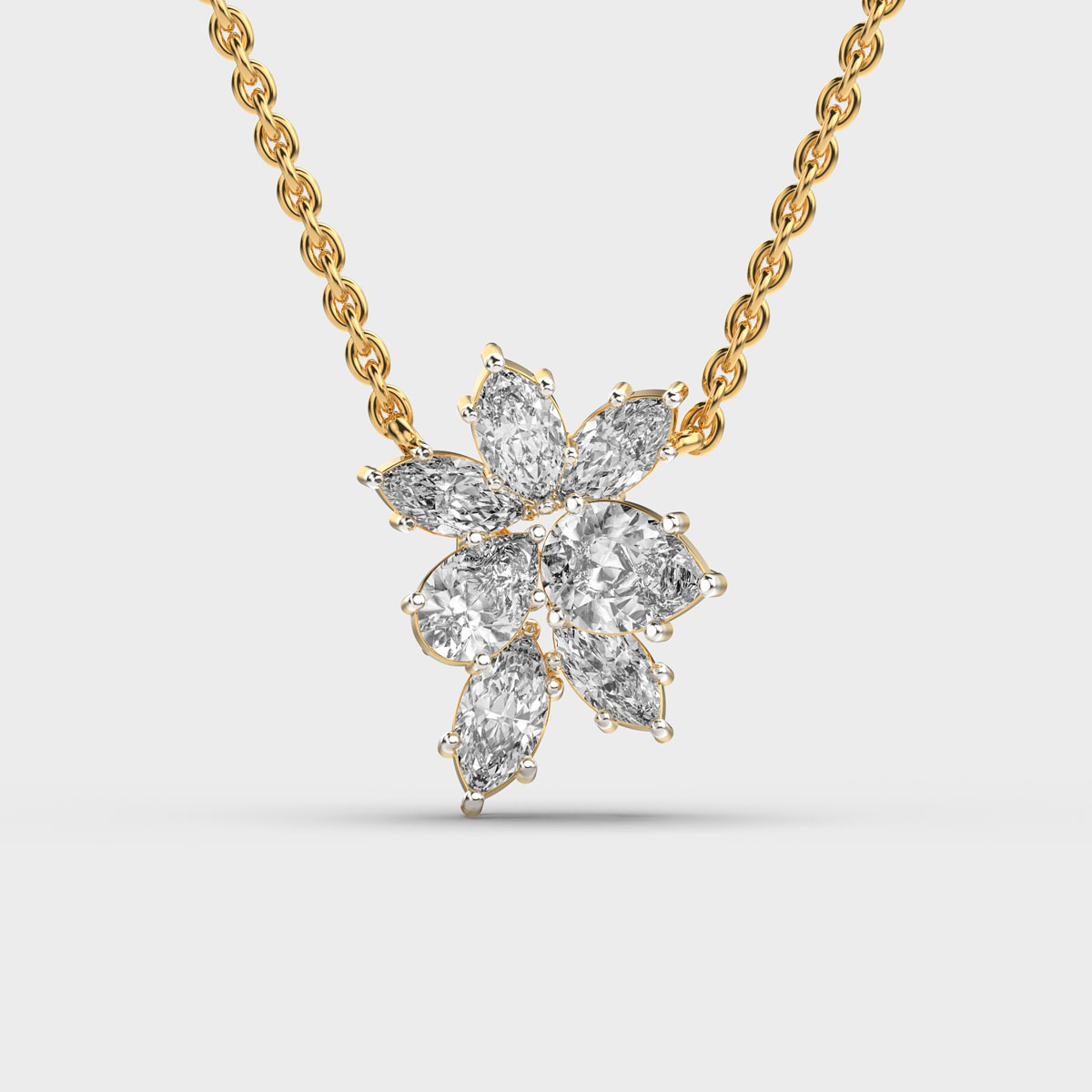 Cluster Flower Marquise Diamond Necklace