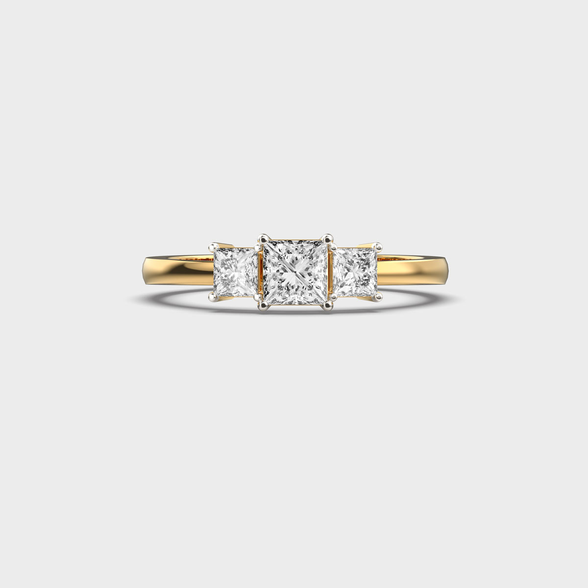 Three-Graceful Princess-Cut Diamond Ring