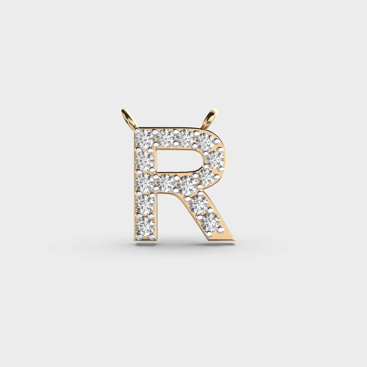 Romantic Initial 'R' Diamond Pendant (Without Chain)