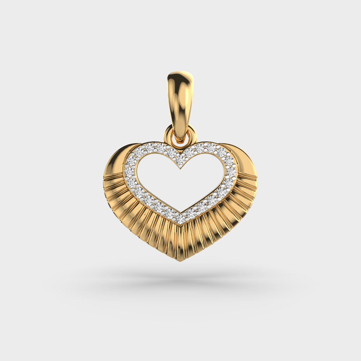 Lovers Heart Diamond Clustered Pendant (Without Chain)