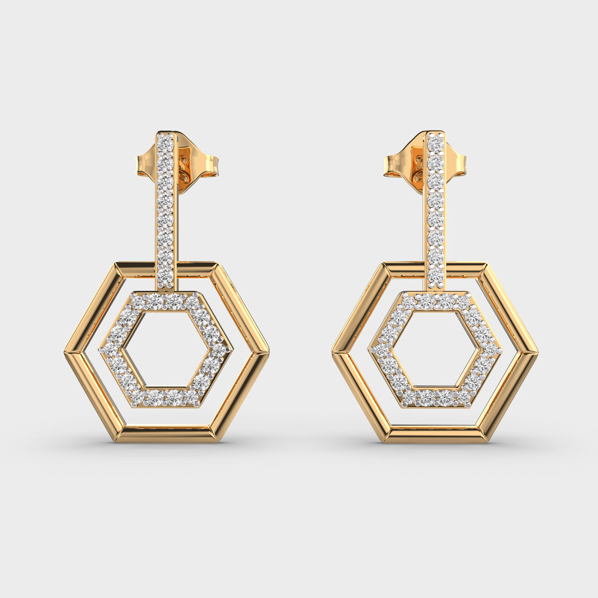 Geometric Penta Luminous Diamond Earrings