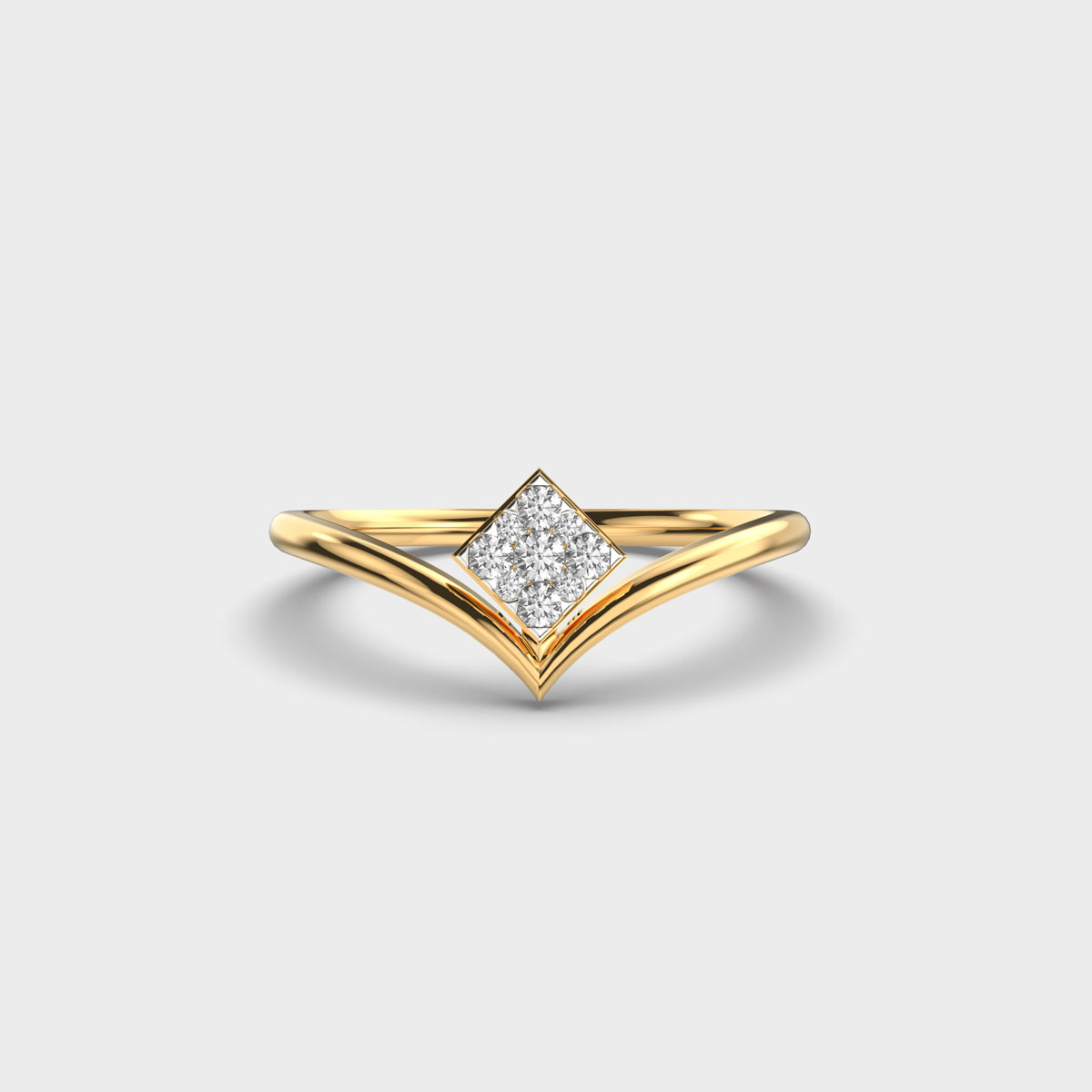 Inverted Flower Vanki Shaped Diamond Ring