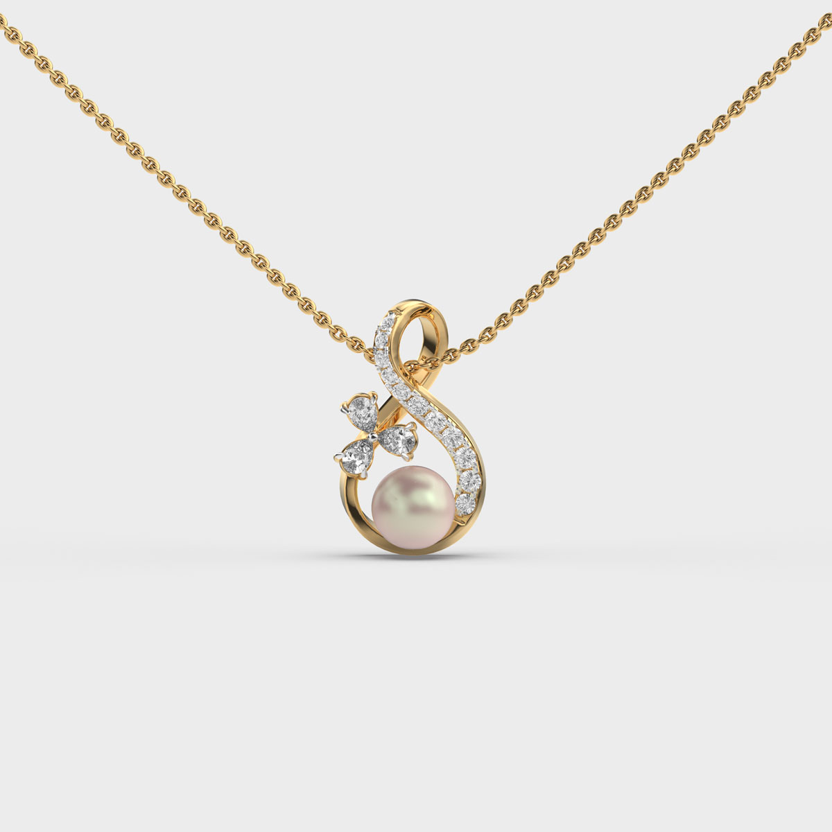 Precious Dainty Pearl Diamond Pendant (Without Chain)