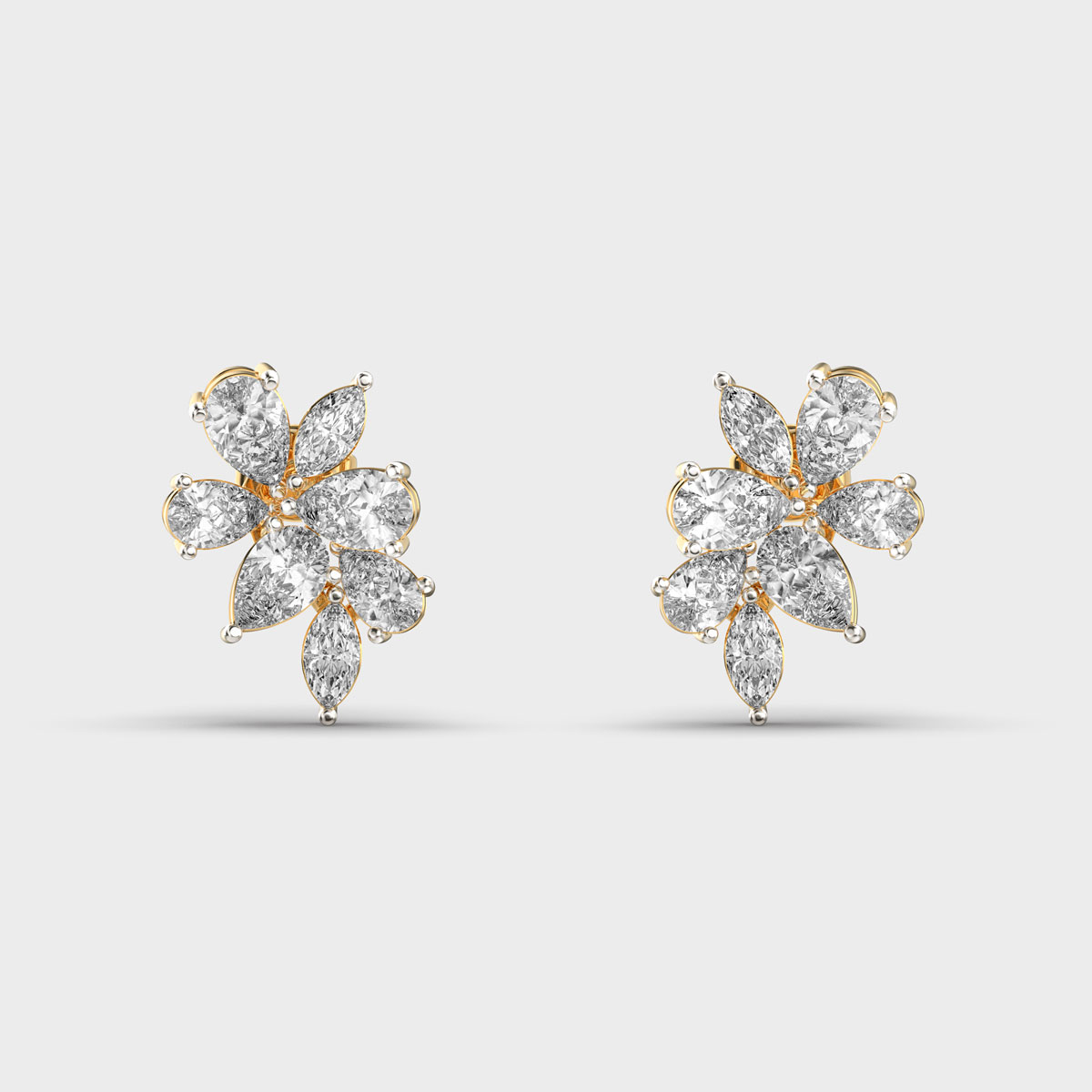 Clustered Diamond Petal Earrings
