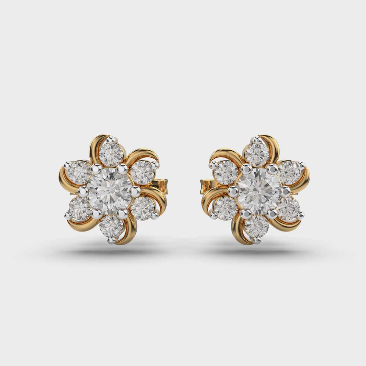 Periwinkle Floral Diamond Earstuds