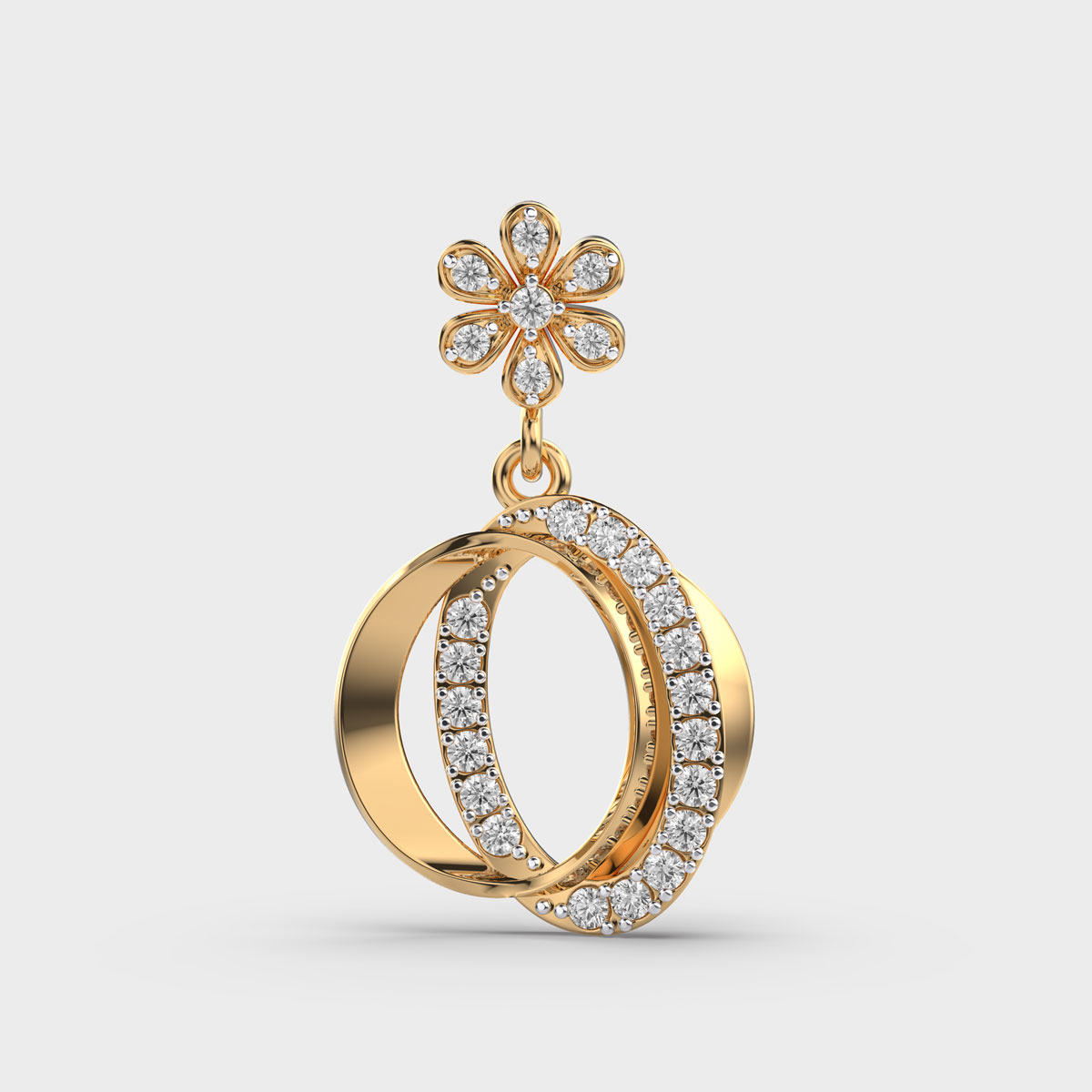 Floral Loop Daisy Diamond Pendant (Without Chain)