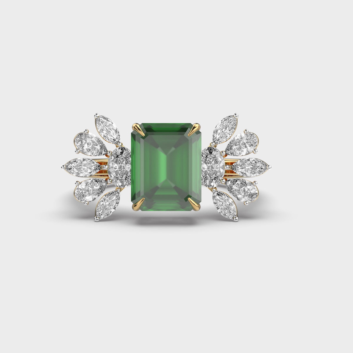 Glistening Emerald Dove Diamond Ring