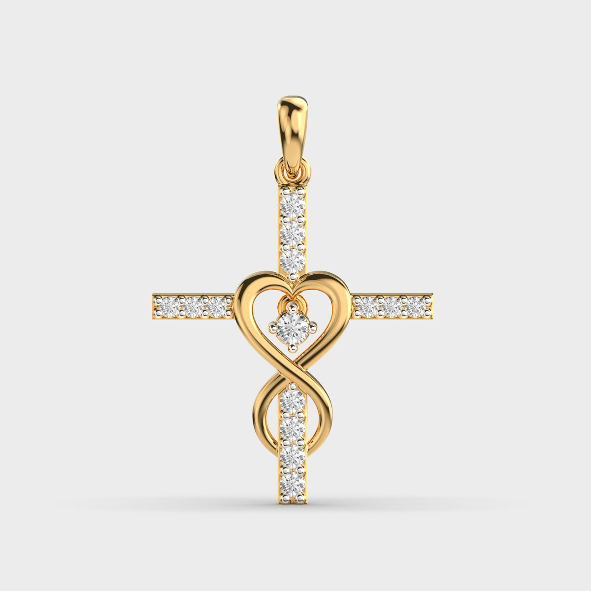 Lord Is In My Heart Cross Diamond Pendant (Without Chain)