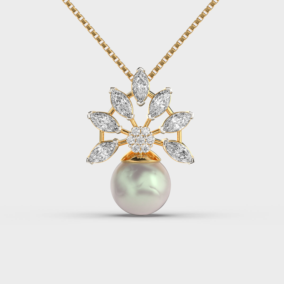 Fanfare Pearl Diamond Pendant (Without Chain)