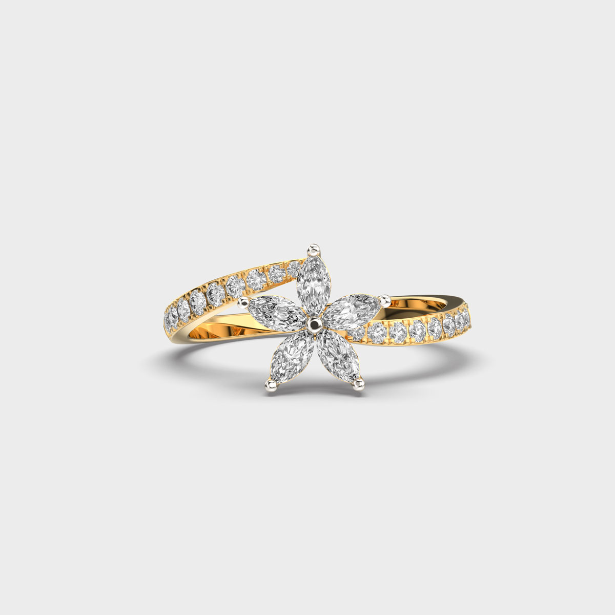 Willow Flow Diamond Cluster Band Ring