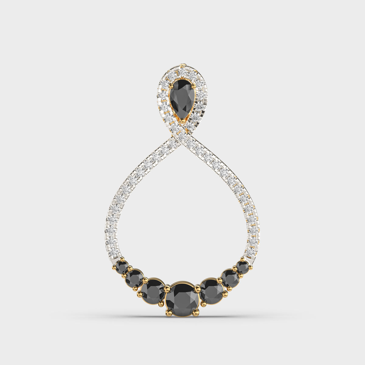 Dainty Grace Black Diamond Pendant (Without Chain)