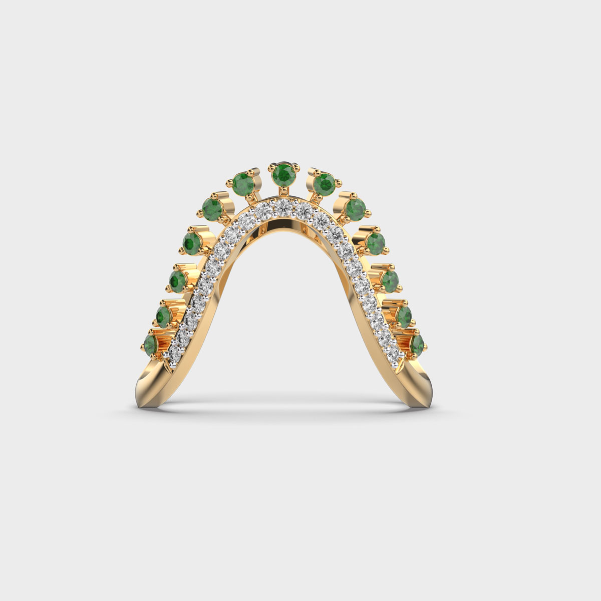 Dainty Green Stone Diamond Vanki Ring