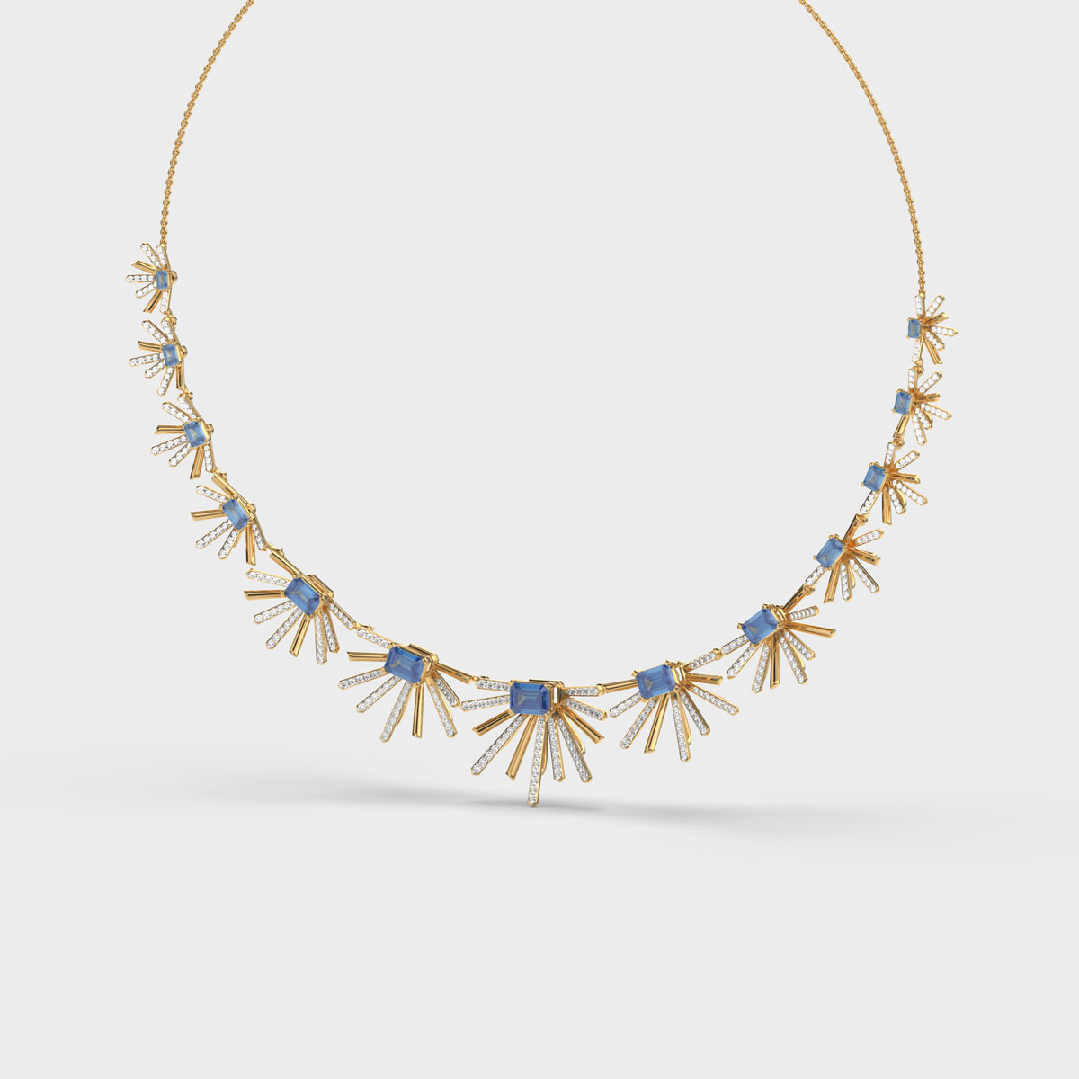 Mystic Fire Blue Stone Diamond Necklace