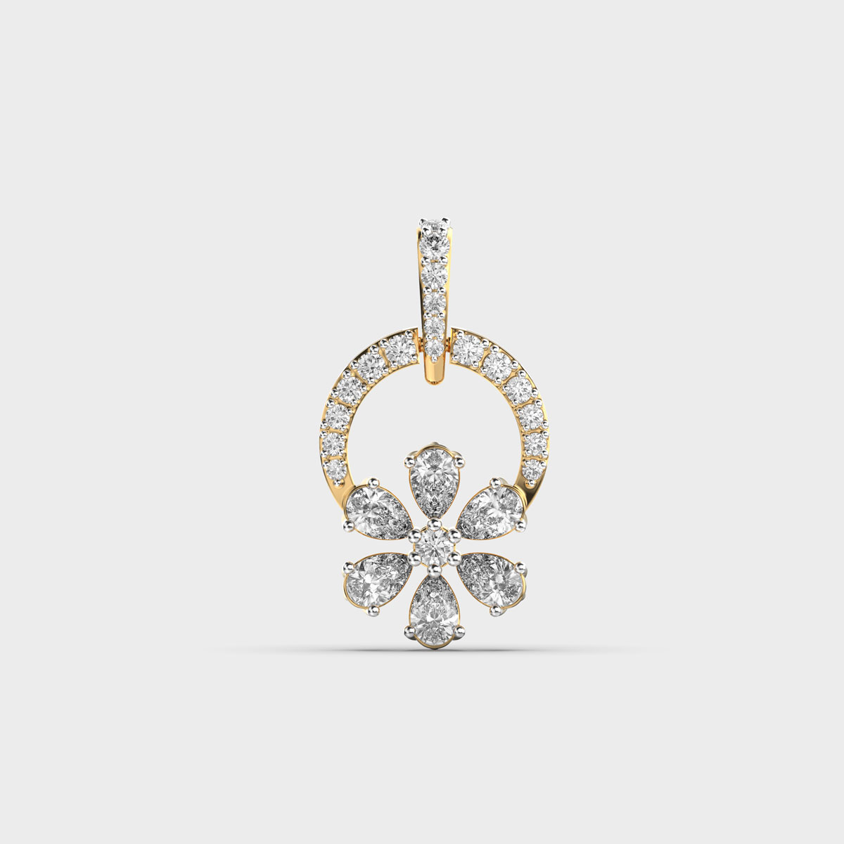 Flower Semi Circle Diamond Pendant Without Chain