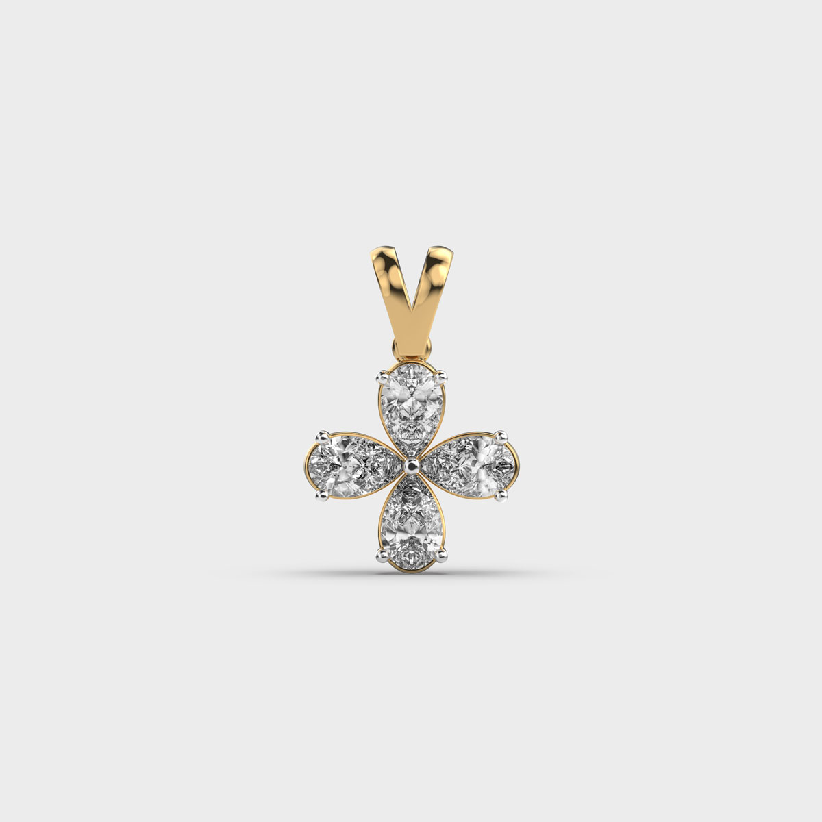 Dainty Clover Petal Diamond Pendant