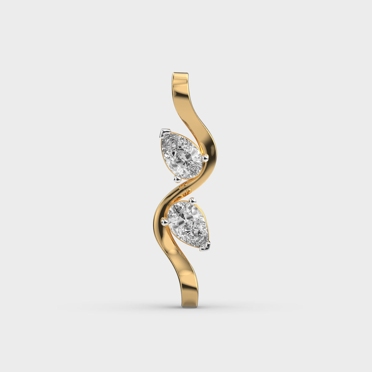 Pear On Wave Diamond Pendant