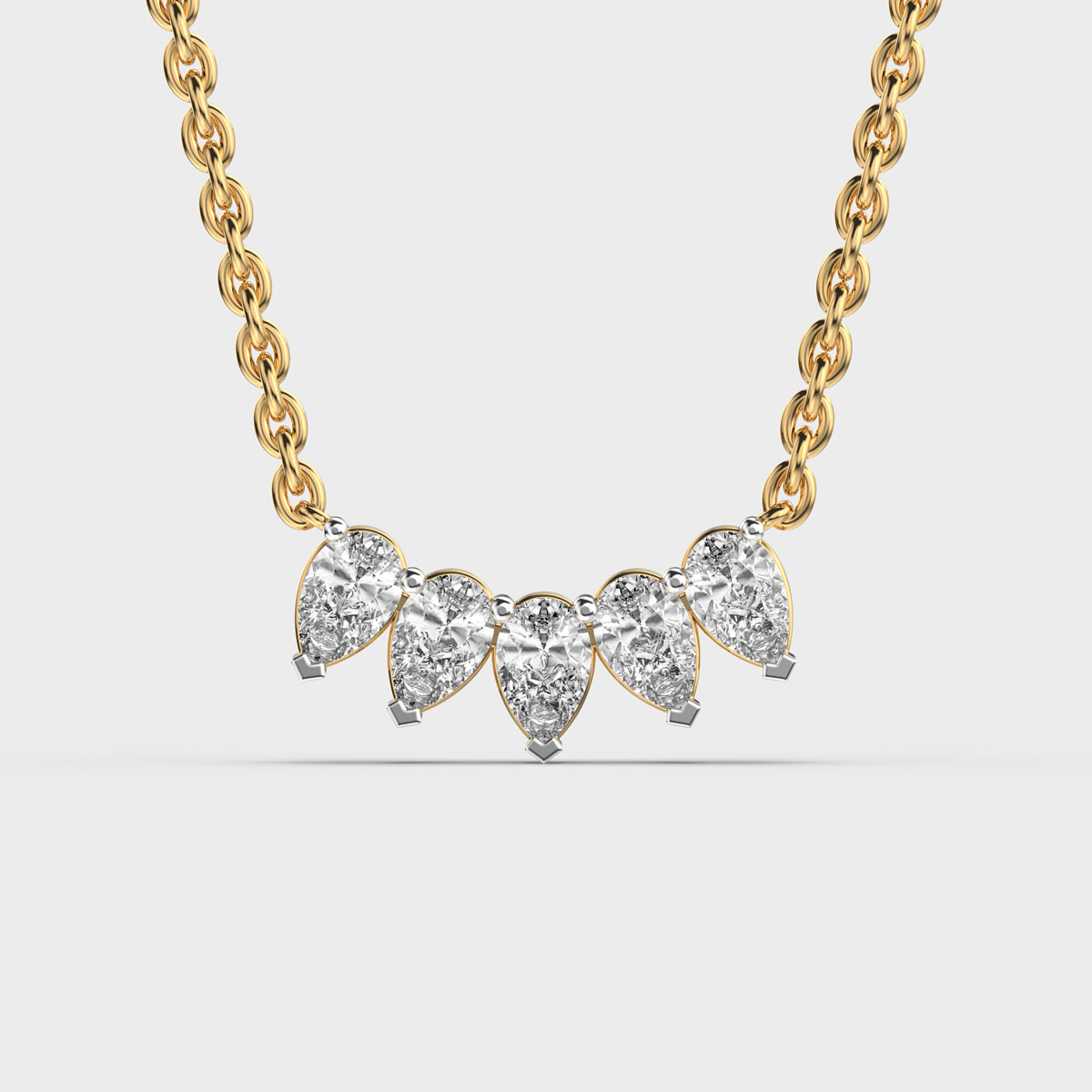 Inverted Tiara Pear Diamond Necklace