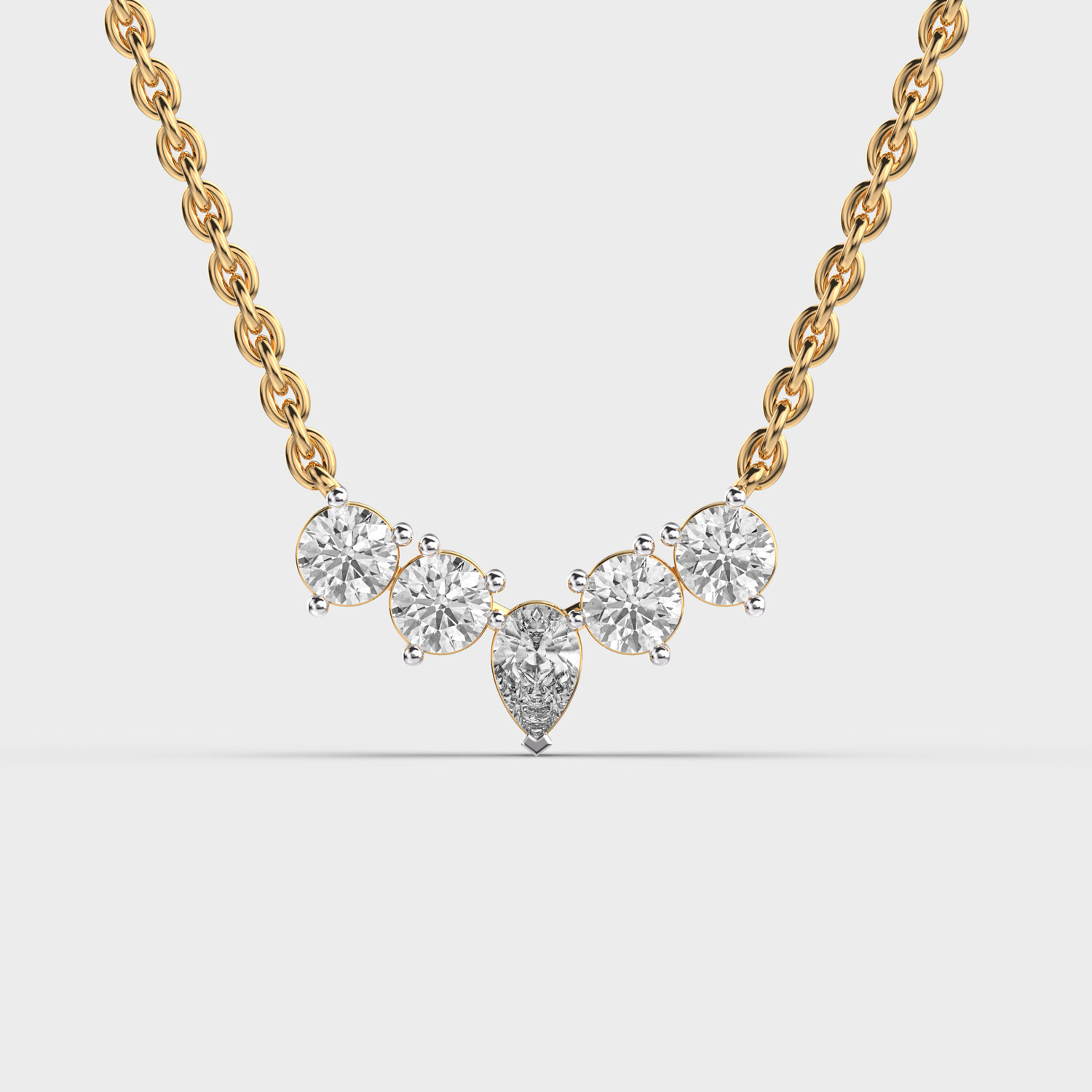 Shimmering Inverted Crown Diamond Necklace