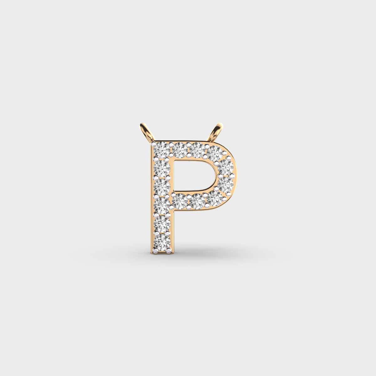 Powerpacked Initial 'P' Diamond Pendant without Chain
