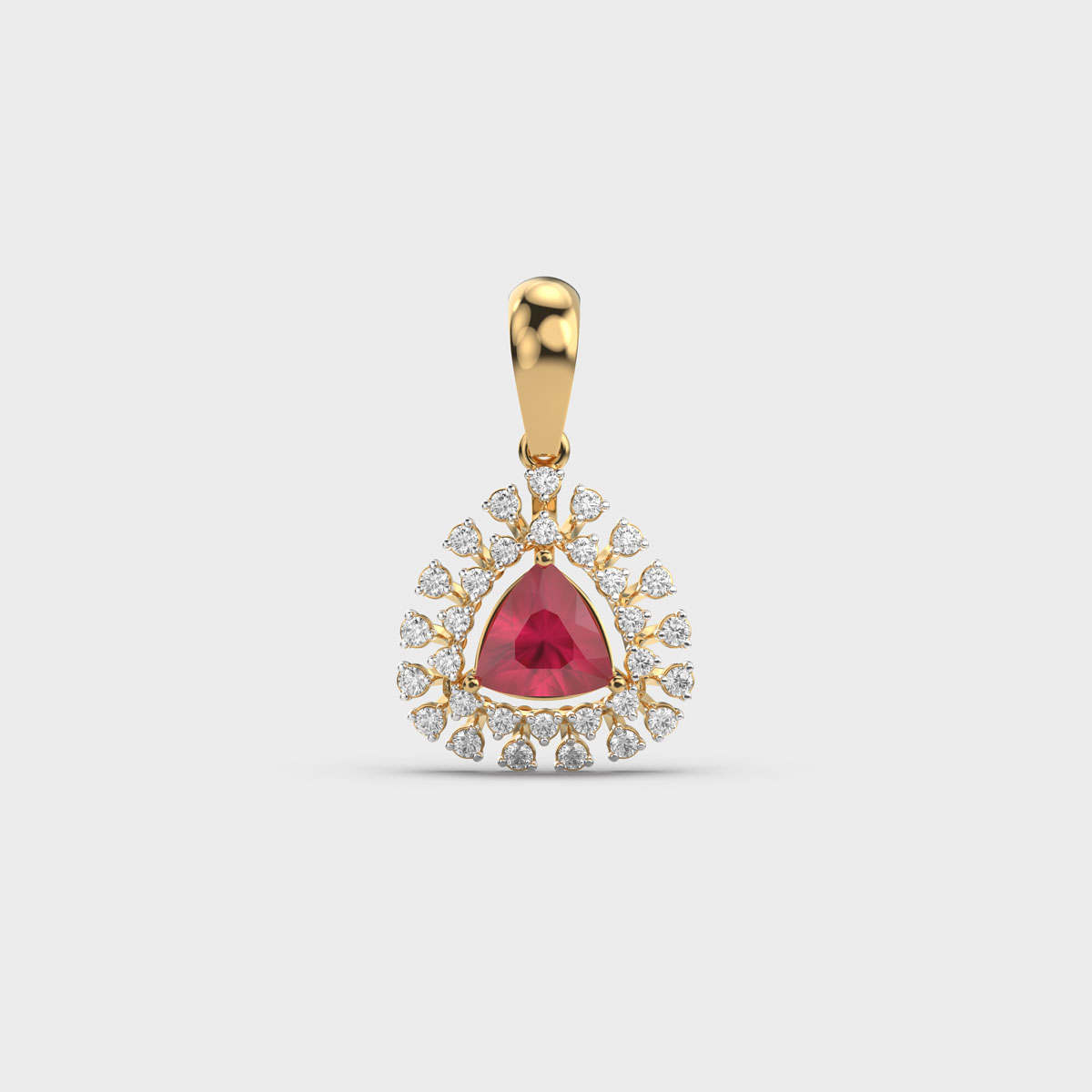 Red Mistletoe Diamond Pendant Without Chain