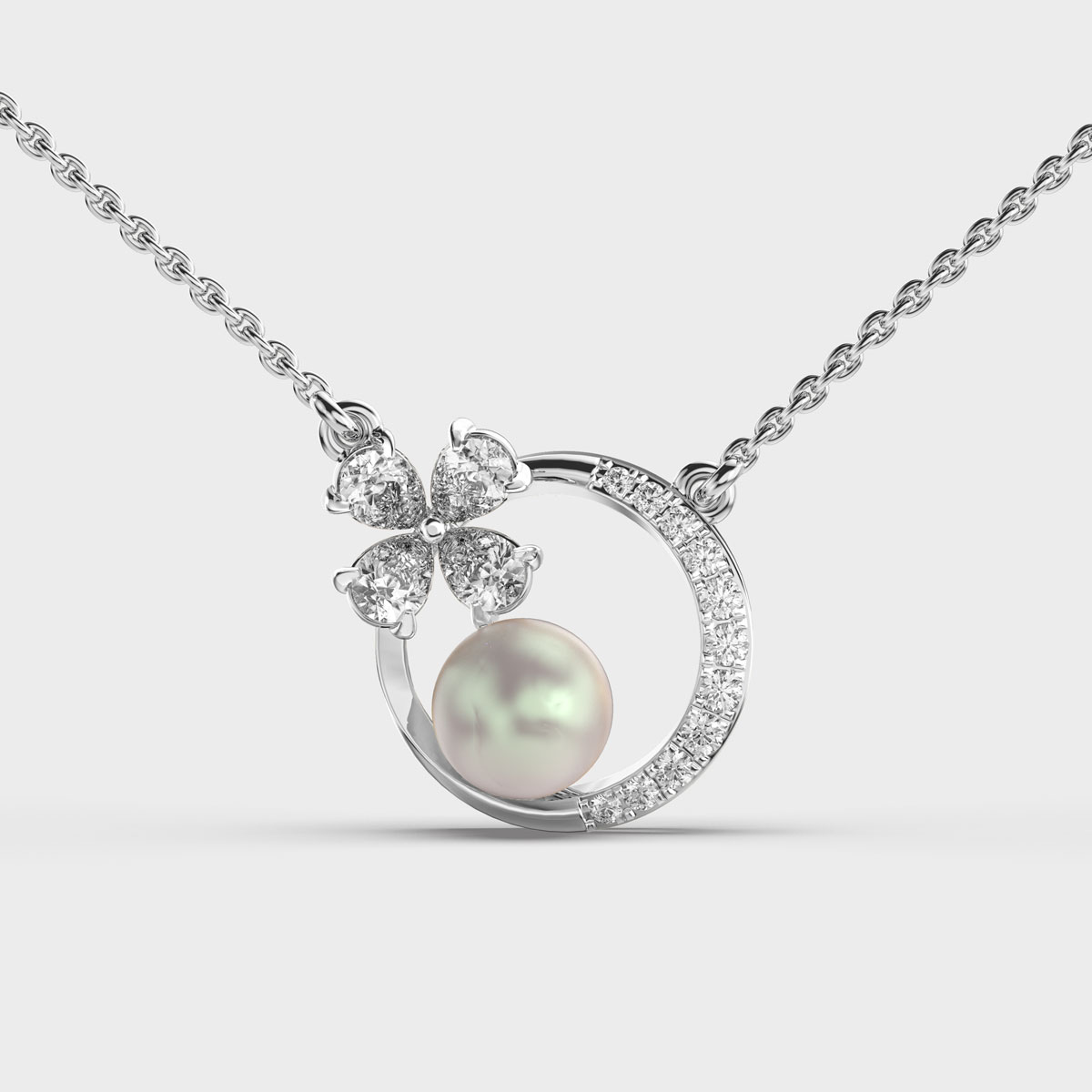 Serene Pearl Pear Diamond Pendant