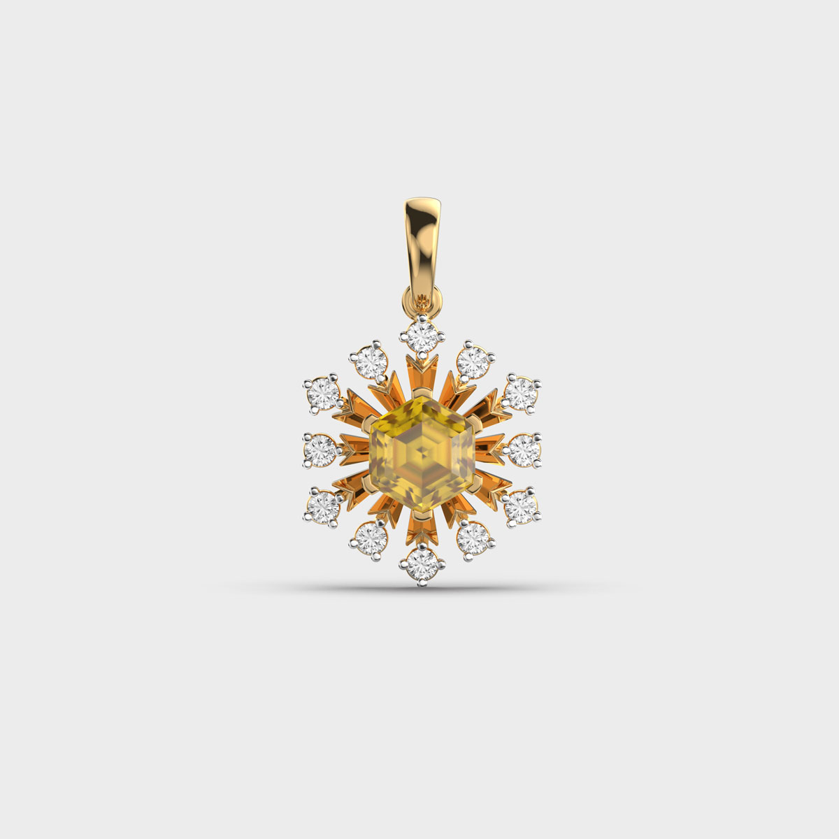 Sunburst Diamond Pendant Without Chain