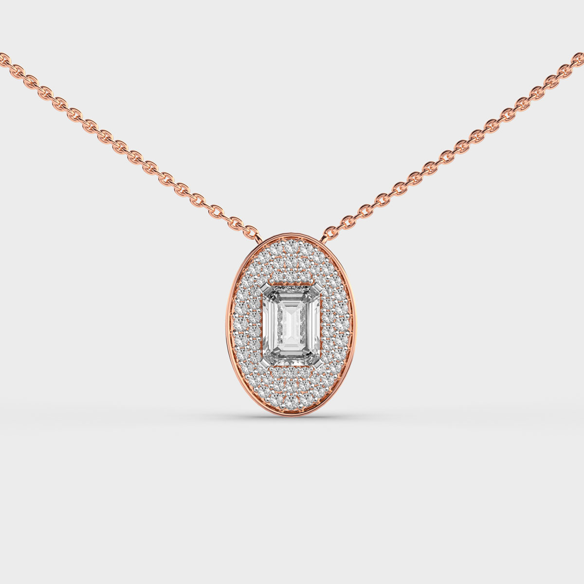 Oval Emerald Shaped Diamond Pendant