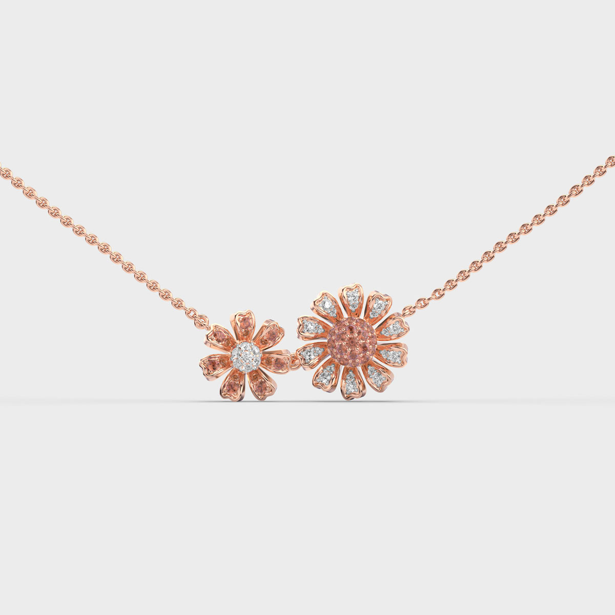 Double Marigold Flower Diamond Necklace