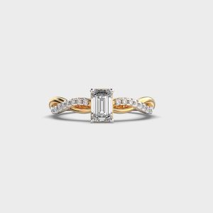 Swirled Emerald Cut Diamond Ring