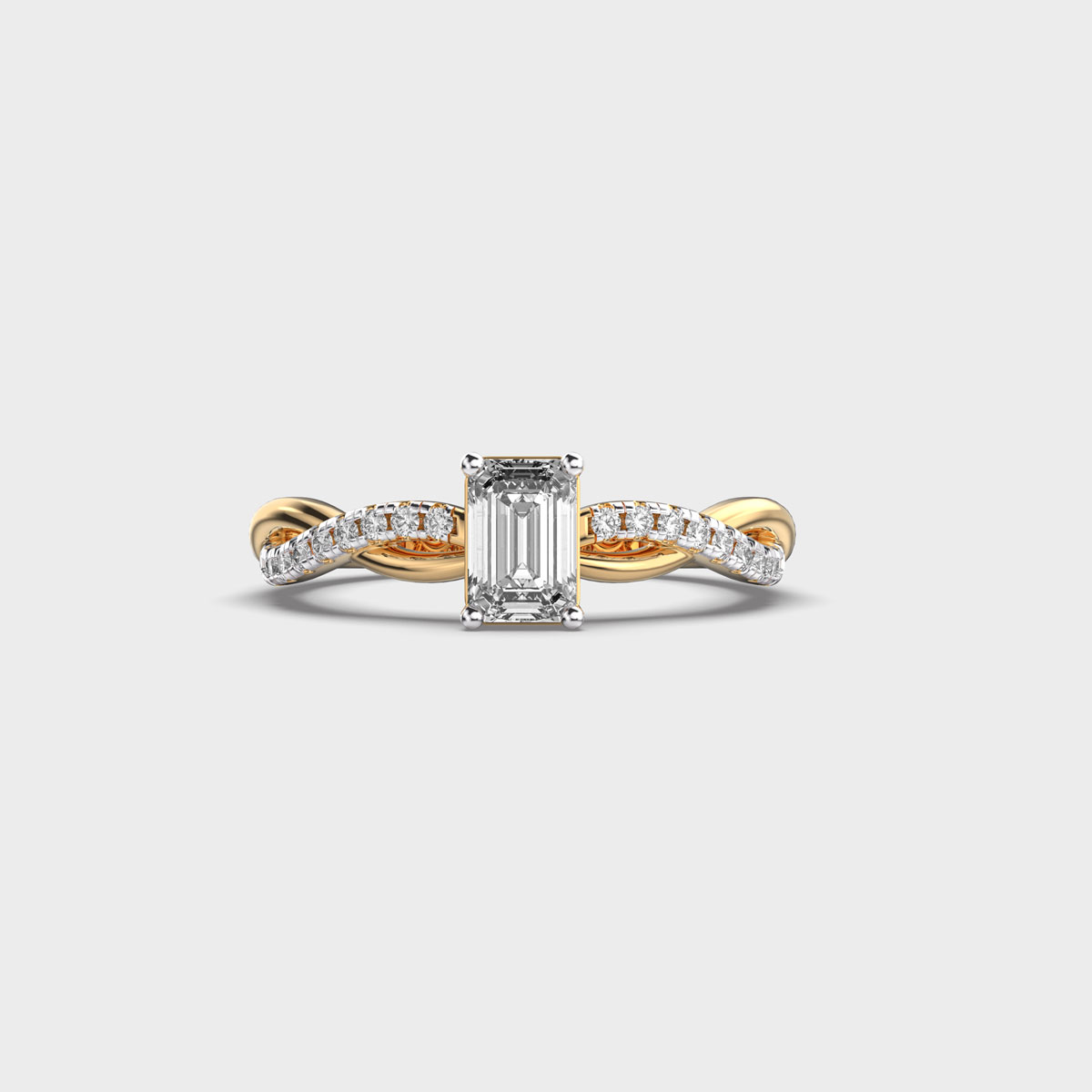 Swirled Emerald Cut Diamond Ring