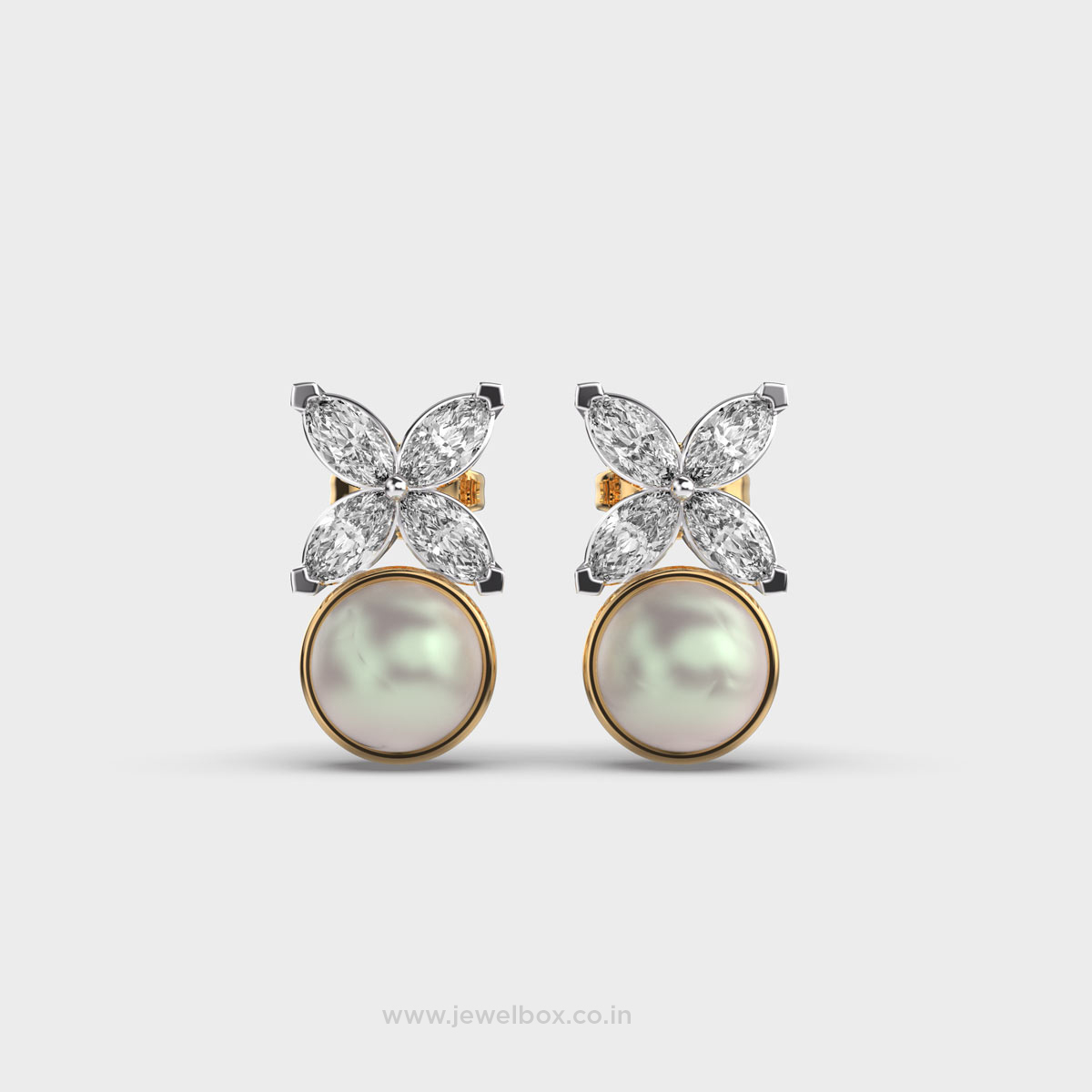 Shining Marquise Pearl Drops Diamond Earrings