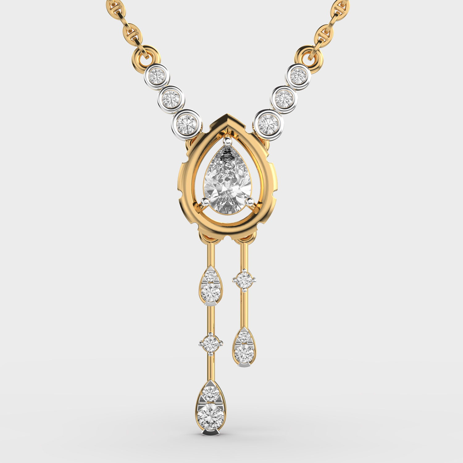 Pear Cut Diamond Elegance Pendant With Chain