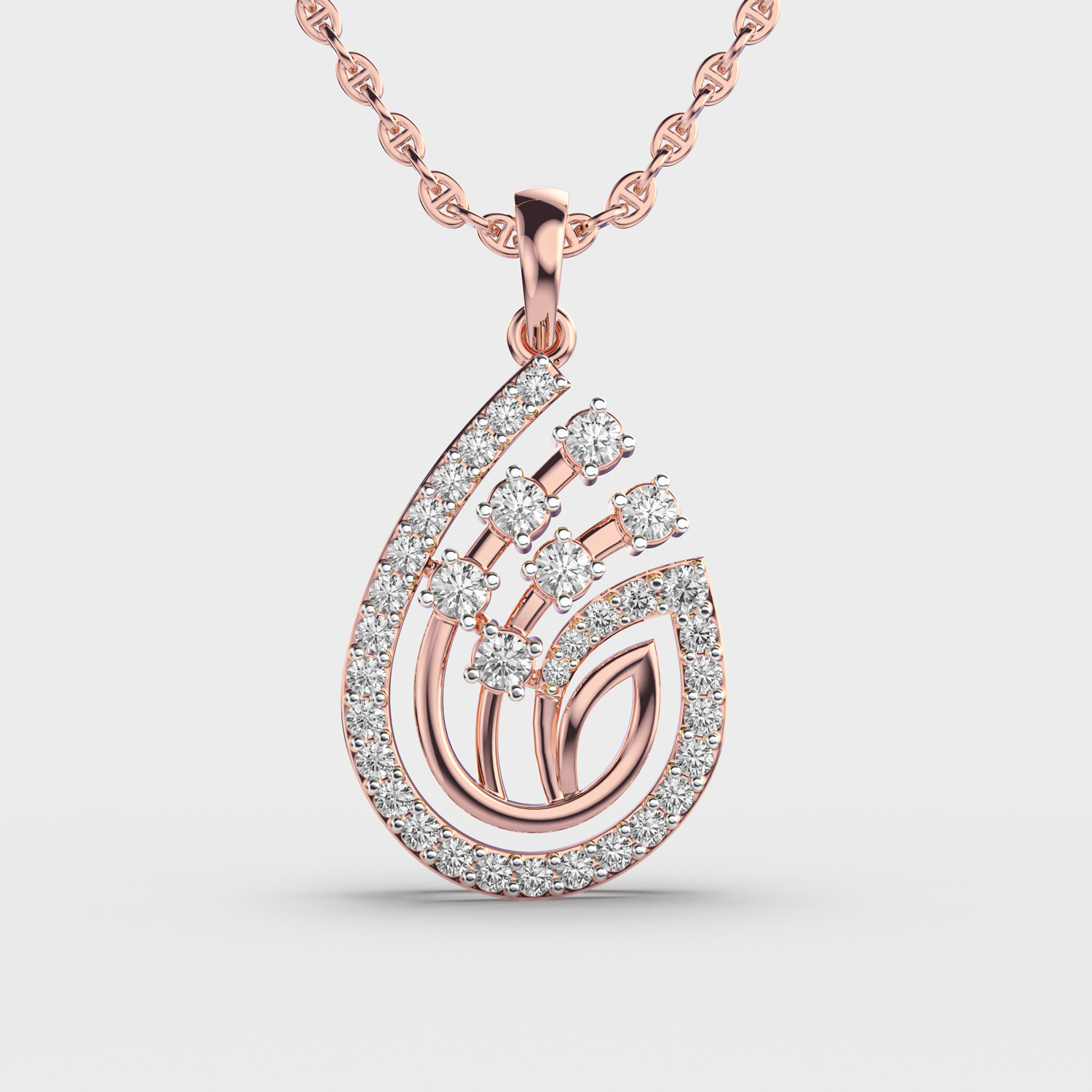 Tuilp Bud Diamond Pendant Without Chain