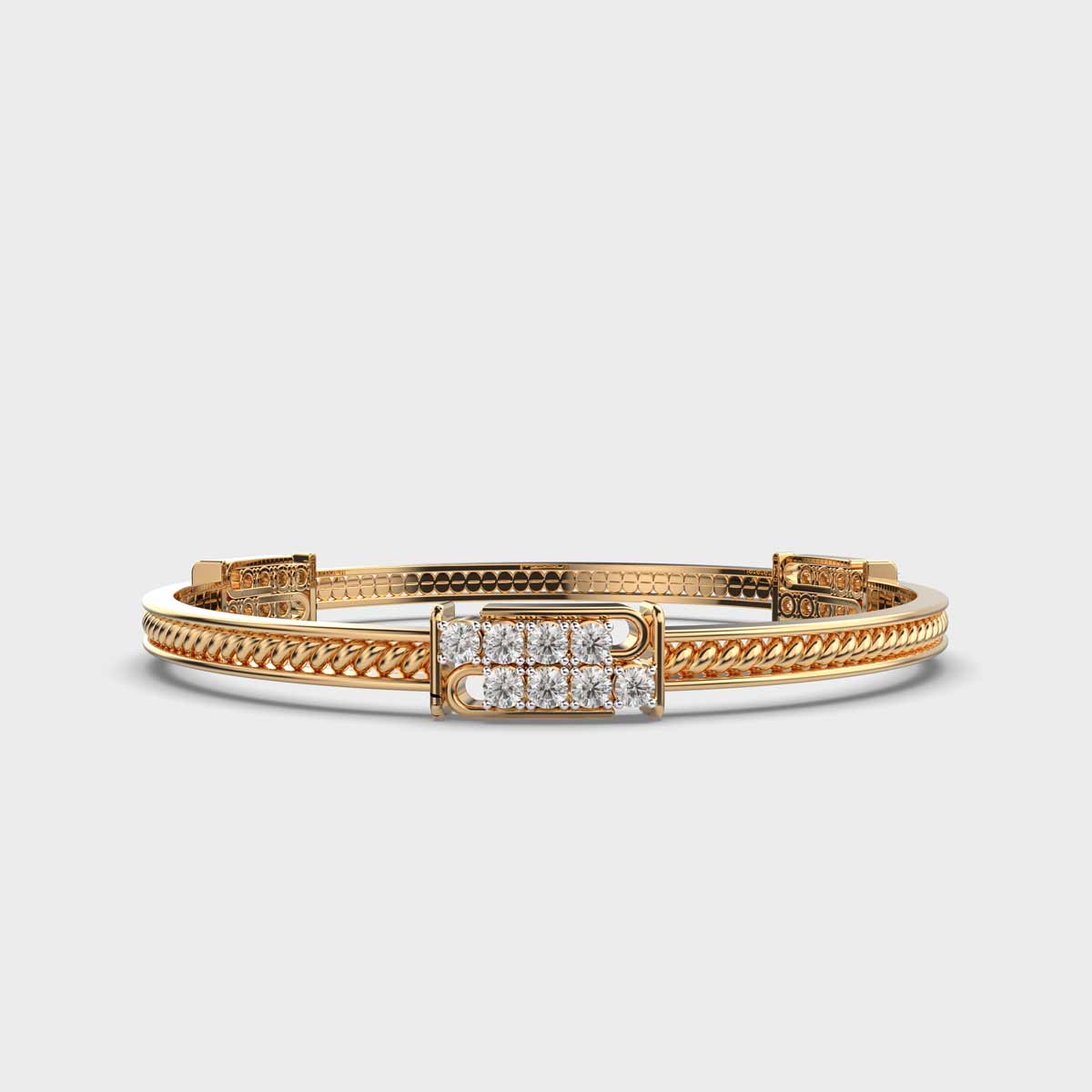 Gleaming Loop Round Cut Diamond Bangle