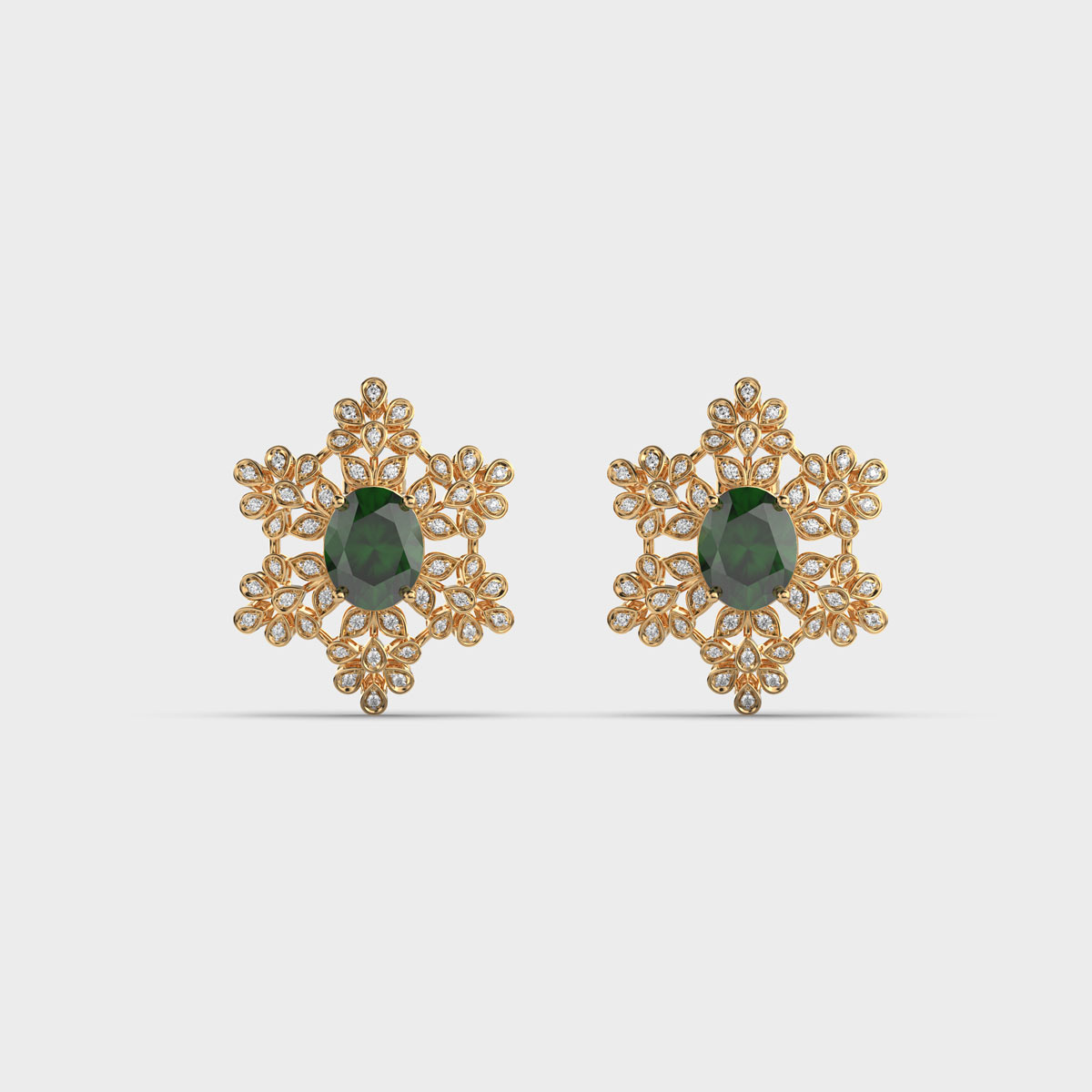 Amarilla Green Stone Diamond Studs