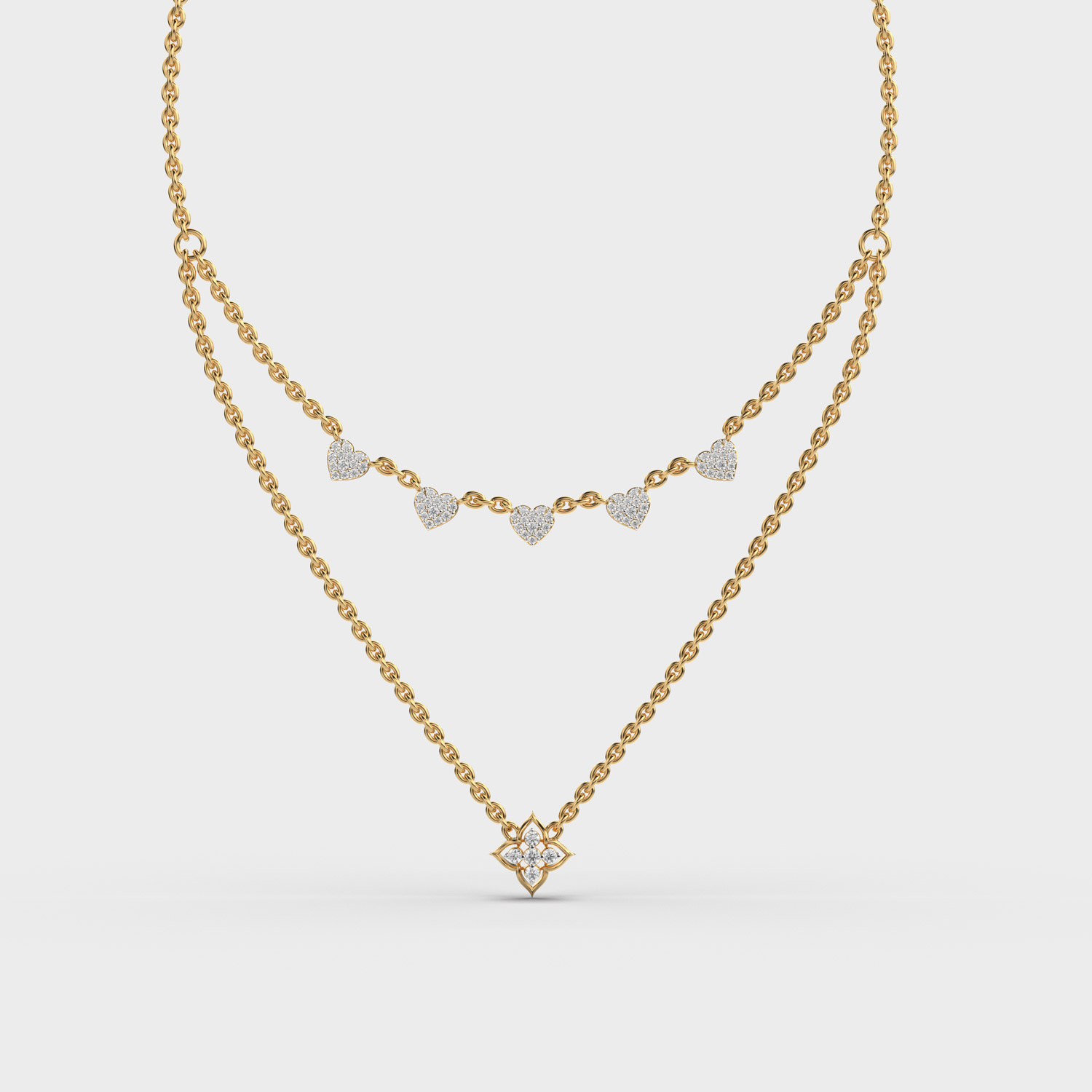Heart Duo Layer Diamond Necklace
