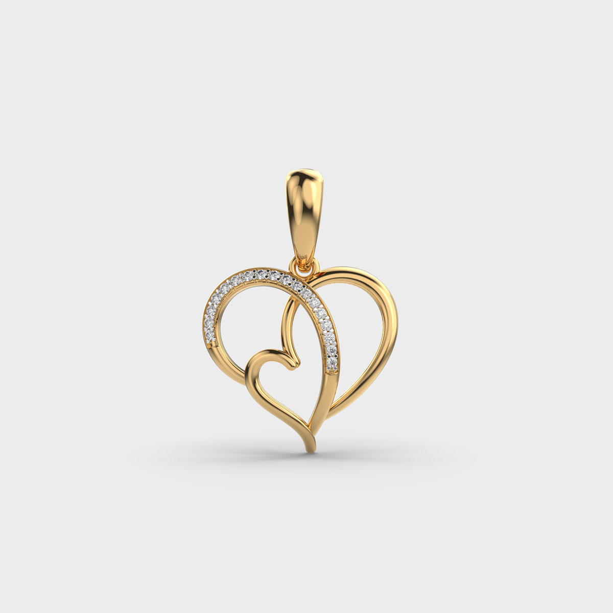 Twin Flame Heart Diamond Pendant Without Chain