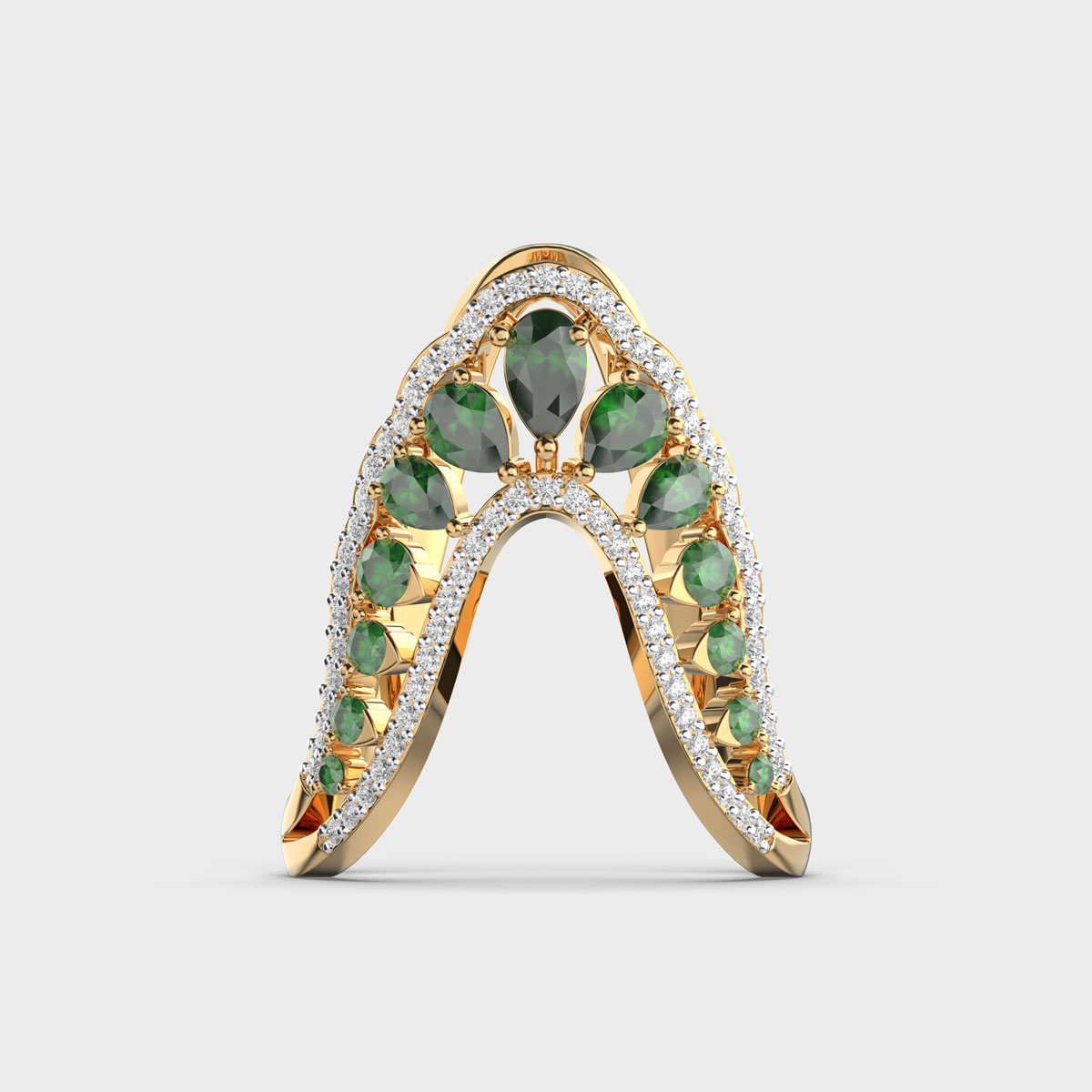 Bejwelled Green Stone Vanki Diamond Ring