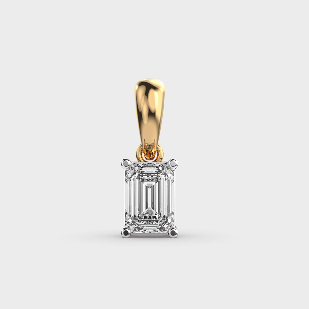 Emerald Cut Solitaire Pendant (Without Chain)