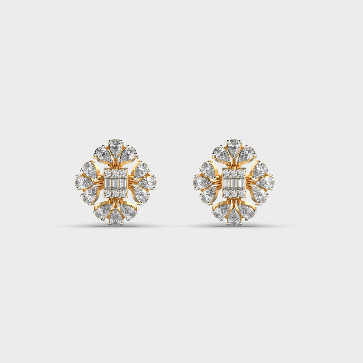 Georgian Cross Clover Diamond Ear Studs
