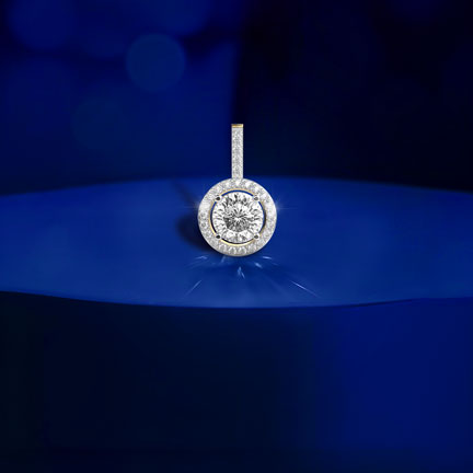 Classic Padma Cut Diamond Halo Pendant (Without Chain)