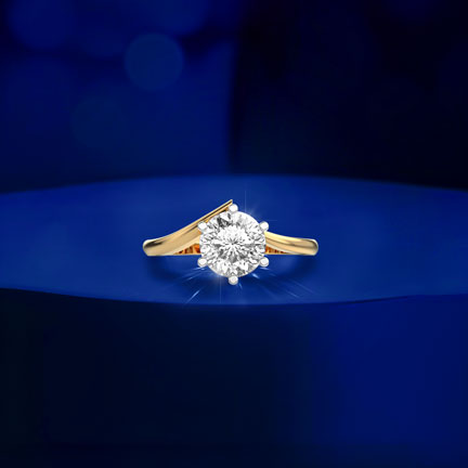 Solitaire Padma Cut Diamond Ring with Curved Band