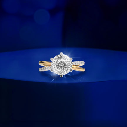 Sleek Duo Band Padma Cut Diamond Solitaire Ring