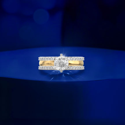 Twin Band Padma Cut Diamond Ring