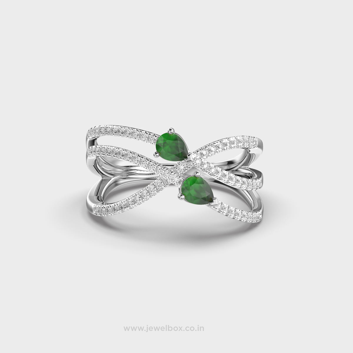 Vortex Arc Green Stone Diamond Ring