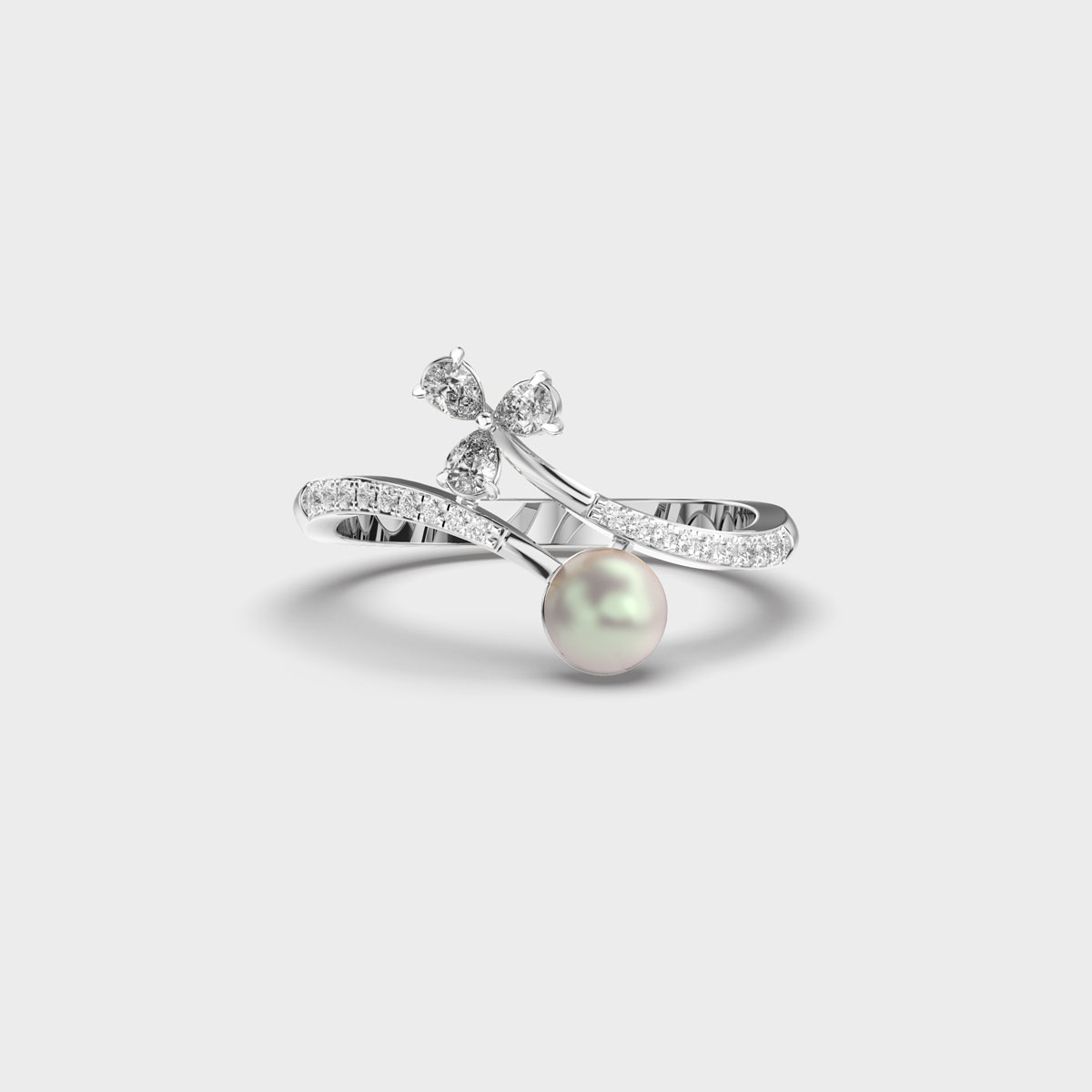Love For the Ocean Pearl Diamond Ring