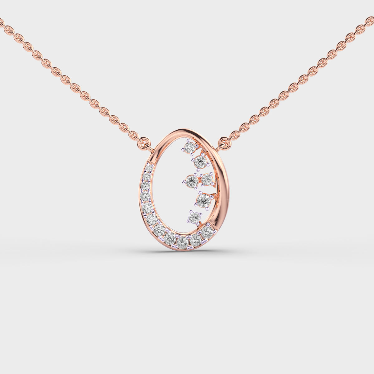 Oval Bling Cluster Diamond Pendant
